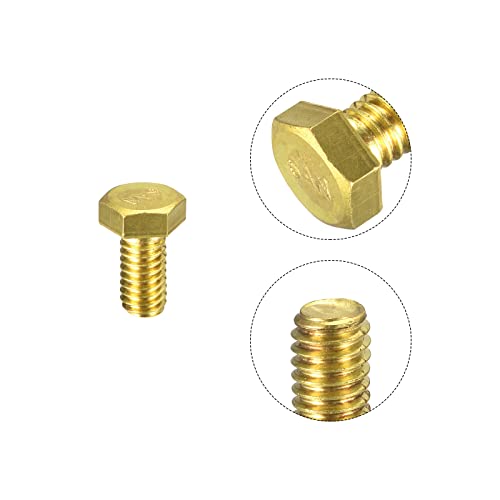 Image of uxcell Brass Hex Bolts, 5 /16-18x5 /8 1pcs Fully Thread Grade 4.8 Solid Brass Hexagon Head Bolt Machine Screws for Machinery