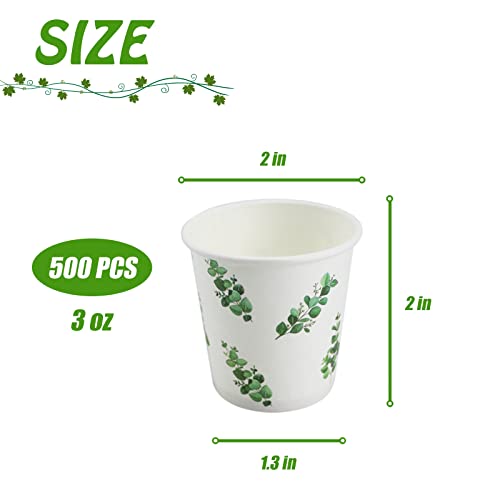 500 Pack Paper Cups,3Oz Disposable Coffee Cups,Bathroom Mouthwash Cups,Eucalyptus Paper Cups For Party, Picnic, Bbq,Coffee,Juice, Home And Office (Green) #TOP1