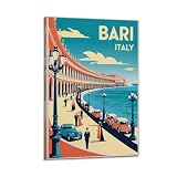 Poster mit Vintage-Reise, Bari, Waterfront, Italien, 