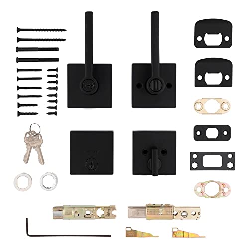 Kwikset 991 Halifax Keyed Entry Lever And Single Cylinder Deadbolt Combo Pack Featuring Smartkey And Microban In Matte Black #TOP3