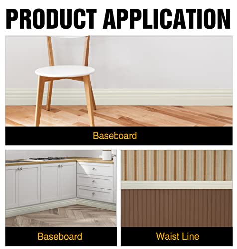 Bnell Flexible Wall Base Moulding Trim, Peel And Stick Rubber Baseboards Molding,4 In(W) X 16.4 Ft(L) Self-Adhesive Feet Vinyl Wall Base Cove Base (16.4Ft, Cream Color) #TOP5