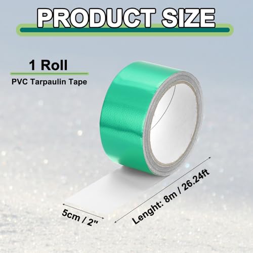Image of PATIKIL Awning Repair Tape 2 inch x 26ft Waterproof Canvas Tape High Adhesive Tear Repair Patch Kit for PVC Tarpaulin Tent Awning Fabric RV Sail Boat Cover, Green
