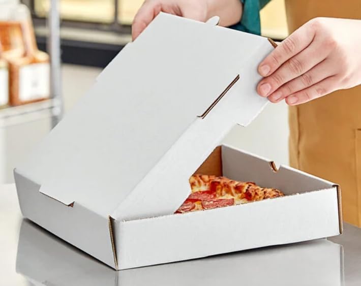 10" x 10" x 2" White Corrugated Plain Pizza/Bakery Box - 50/Bundle