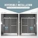 AISU HOME 56-60 in.W × 72 in.H Shower Door, 5/16 in (8mm) Frameless Double-Sided Easy-Clean Double Glass, Buffers Sliding Shower Door, Can be Installed Left and Right, Brushed Nickel