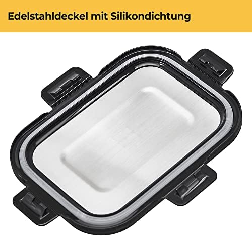 SILBERTHAL Szklane pojemniki na posiłki z pokrywką ze stali nierdzewnej - szczelne - 370, 640, 1040 ml, zestaw na lunch Box