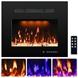 Rodalflame 21.14' W Rear Electric Fireplace Inserts with 3 Flame & Top Light, Recessed Fireplace Heater,Thermostat, 750/1500W, Crackling Sound, Logs & Crystals, Timer, No Wall Mount