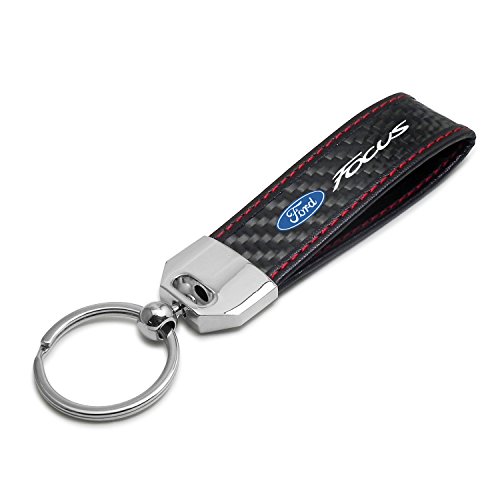 Ipick Image Made For Ford Focus Real Black Carbon Fiber Loop Strap Key Chain With Red Stitching #TOP17