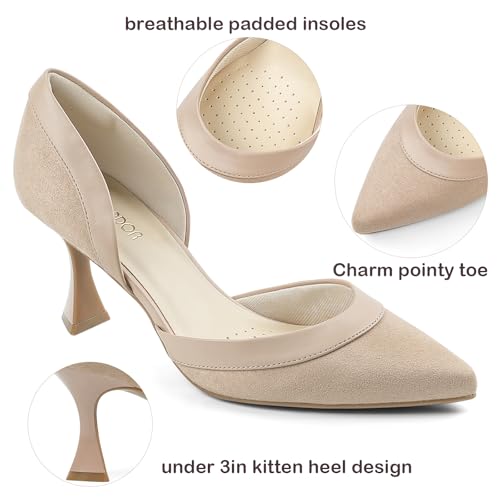 Image of JENN ARDOR Women's Pumps Low Heels Pointed Closed Toe Kitten Dress Shoes for Women Comfortable Stiletto Heeled Sandals Classic Wedding Party D'Orsay Work Pumps