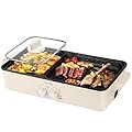 Food Party Hot Pot Electric Grill 2 in 1 Korean BBQ Grill Indoor Smokeless Hotpot Pot Electric Cooker Sahabu Shabu Pot Non Stick (Large)