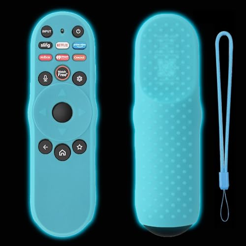 Silicone Case for Vizio TV Remote XRT270 TOKERSE Cover Compatible with VIZIO XRT270 Smart TV Remote Control Anti Slip Shockproof Protective Sleeve Skin with Lanyard Glow in The Dark - Blue