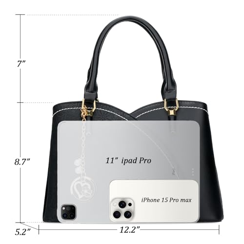 Image of KKXIU Triple Compartments Purses and Handbags for Women Fashion Ladies Satchel Shoulder Top Handle Bag