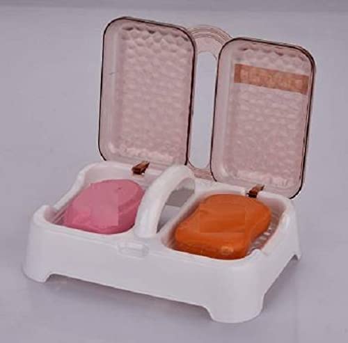 Image of AIM Double Sealed Drain Soap Holder Dish Tray Holder with Handle & Lid Cover Box Case Soap Holder (Blue,Pink,Black)