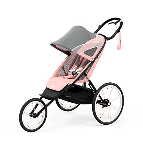 CYBEX AVI Baby Jogging Stroller with Seat Pack in Silver Pink, Lightweight Jogger Stroller, Compact Fold, Smooth Ride Suspension and Air Filled Tires