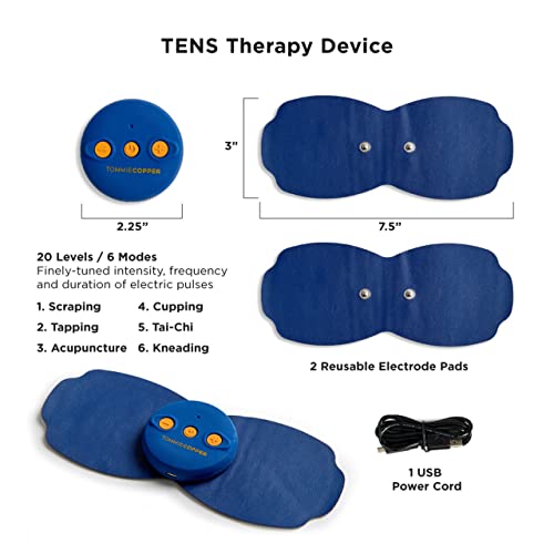 Tommie Copper Wireless TENS Therapy Device – Muscle Stimulation & Recovery Support – 6 Modes, 20 Intensity Levels, USB Rechargeable, 2 Reusable Electrode Pads – Portable & Easy to Use - Image 4