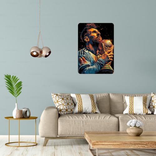 Image of Zesta Bathroom Decor Items Washroom Decor Tin Sign | Aesthetic Posters Wall Poster for Bedroom | Magnetic Cafe Decoration Items /Restaurant Decorations Items | Quirky Home Decor Bar Accent (Messi (3))