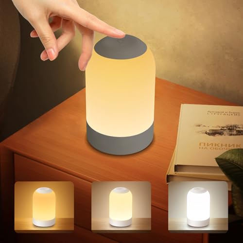 Bedside Touch Night Light, Baby Nursery Nightlight for Kids Adults, Egg Light with Timer, Dimmable Small Cordless Table Lamp for Nightstand/Bedroom/Children’s Room, USB Rechargeable, White/Warm/Amber