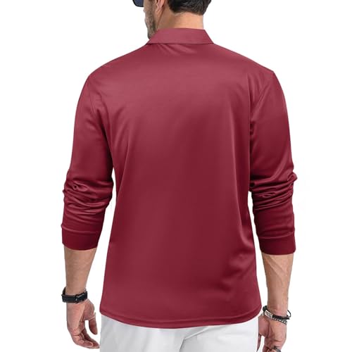 Mens Long Sleeve Polo Shirt Lightweight Jersey Top UPF 50+ Quick Dry Button Casual Work Outdoor Stylish Golf Shirt3