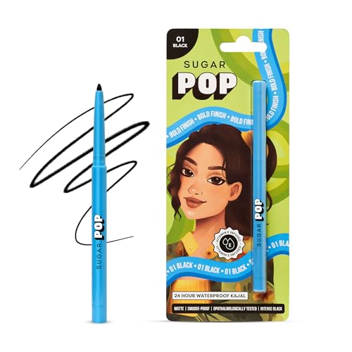 SUGAR POP 24-Hour Waterproof Matte Kajal – Smudge-Proof | Long-Lasting | Transfer-Proof | Highly Pigmented | Sharpener Included | Black