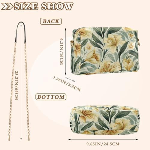 KLL Vintage Lily Flower Fashion Small Crossbody Bags For Women Vegan Leather Cross Over Purse Waterproof Woman Shoulder Handbags3