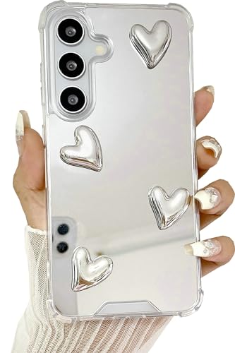 Coque miroir pour Galaxy S23+ silicone souple transparent motif cœur