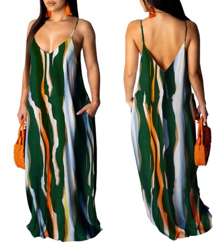 Image of Summer Maxi Dress for Women 2026 Plus Size Sundresses Casual Sexy Floral Sleeveless Beach Long Dress with Pockets