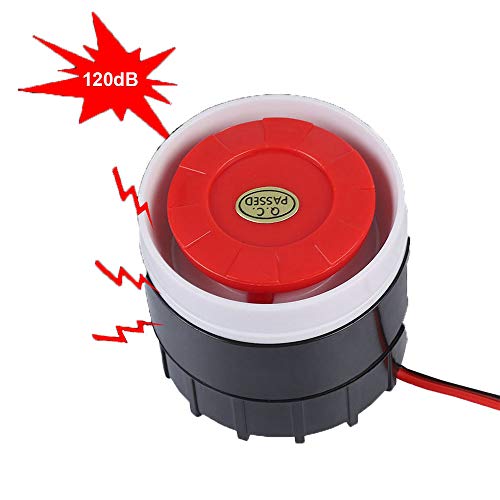 Wired Siren Sound,VBESTLIFE 120dB DC 12V Mini Red Wired Horn Siren Sound Alarm System Warning Horn for Home Security