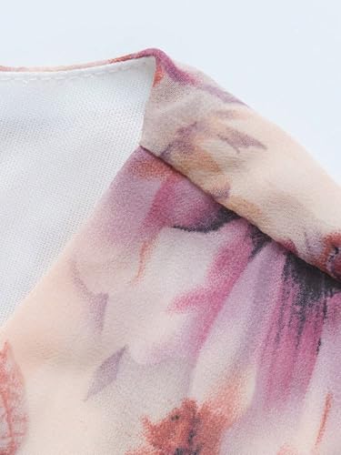 Image of Spring Summer 2024 Plus Size Womens Dresses V Neck Casual Elegant Long Sleeve Floral Print Maxi Dress