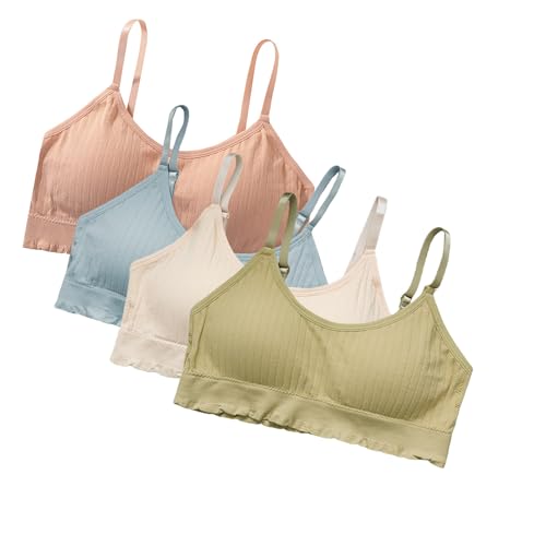 14-18years Girl's Seamless Cami Crop Top Training Bras Adjustable Straps with Immovable Padding - Value Pack 6 Bras