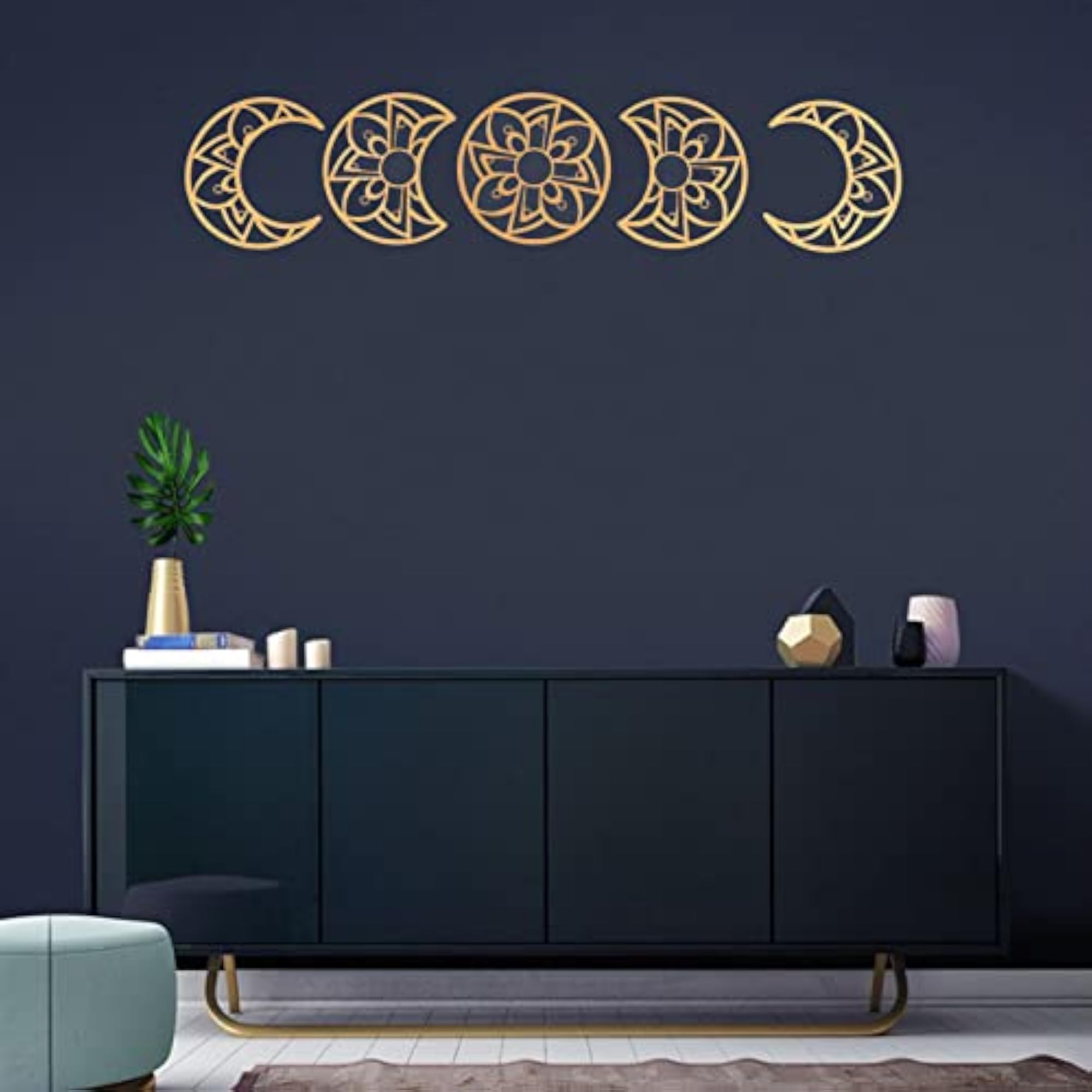 Universal Moon Phase Wall Mural, Golden