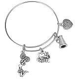 Hazado Cheer Bracelet for Girls Cheerleading Bangle Cheer Jewelry Gift for Cheerleader, Cheer Coach