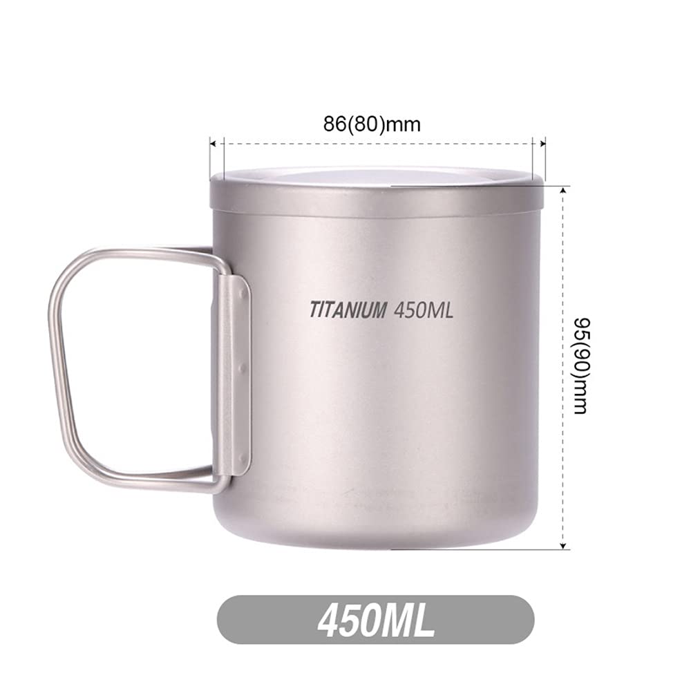 220ml/330ml/450ml/550ml Doppelwandige Wassertasse Kaffee Tee Becher für Home Office Outdoor Camping Wandern Rucksack Picknick,Kaffeetasse aus Titan