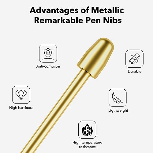 Marker Stylus Tips for Remarkable 2 Pen Tips with Nibs Removal Tool,Metal Replacement Nibs for Remarkable 1/2 Stylus/Marker Plus Pen (4+5+5 PCS-Gold/Sirvel/Black)