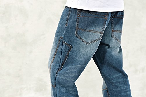 Qbo Men's Relax Cool Hip-Hop Steet Style Denim Pants Jeans-44 Blue #TOP1
