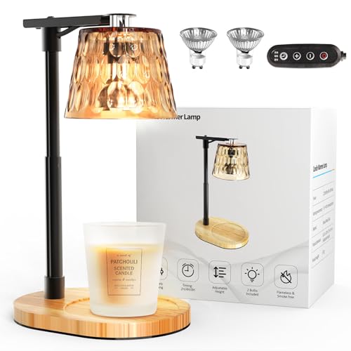 Calentador de Velas con temporizador y regulador de intensidad, lámpara de cera aromática de cristal, para decoración del hogar, con 2 bombillas