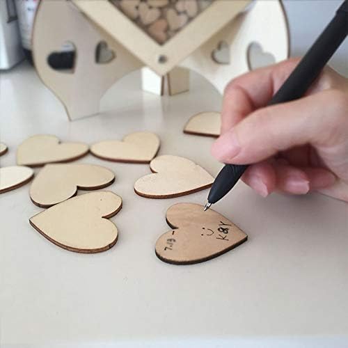 NUPTIO Unique Wedding Guest Book Alternative with 75pcs Wooden Hearts, Drop Top Rustic Visitors Book with Wooden Hearts, Wood Frame Drop Box Guestbooks