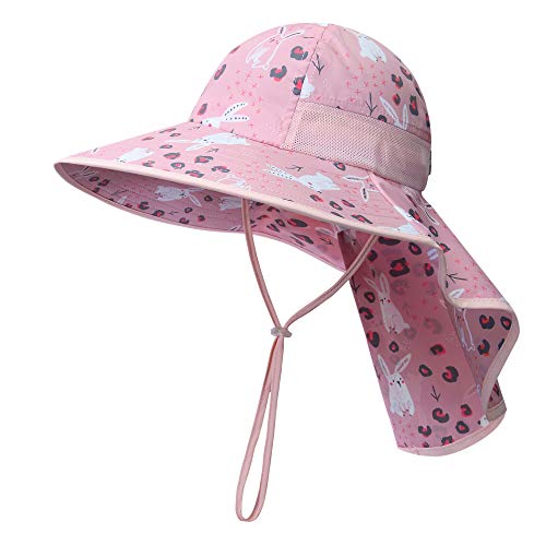Image of icolor Kids Sun Hat UPF50+ Sun Protection Bucket Hat Toddler Summer Beach Play Hats with Neck Flap for Girl Boy Ages 3~10