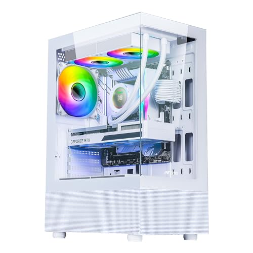 Image of Ant Esports Crystal X2 Mid-Tower Computer Case /Gaming Cabinet - White | Panoramic Glass, LED Control Button | Support ATX, Micro-ATX, Mini-ITX | Pre-Installed 3 ARGB Infinity Mirror Fans