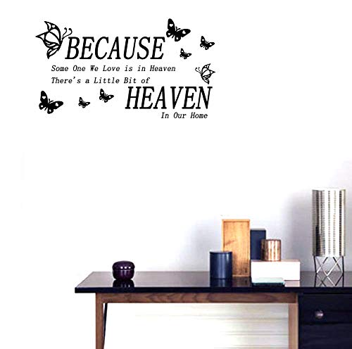 Bibitime Butterflies Quotes And Sayings Wall Decal Because Someone We Love Is In Heaven, There's A Little Bit Of Heaven In Our Home Vinyl Lettering Stickers,22.44"X 12.59" #TOP5