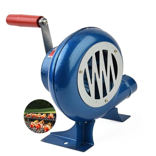 手動BBQブロワー、手回し式鍛冶屋用ブロワーポンプファン、遠心式バーベキューブロワー、グリル用ファイヤースターター炎励起装置、金属ファンブレード、150W