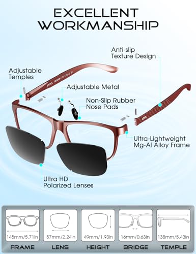 Miniatura 7 de Attcl Gafas De Sol Polarizadas Retro Con Marco De Metal Para Hombre, 8587-C9-Arena-Rojo-Gris No Espejado, Medium