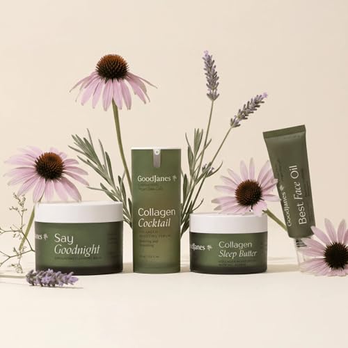 GOODJANES Evening Radiance Set – Say Goodnight Cleansing Balm, Collagen Cocktail Serum, Best Face Oil & Collagen Sleep Butter Night Cream
