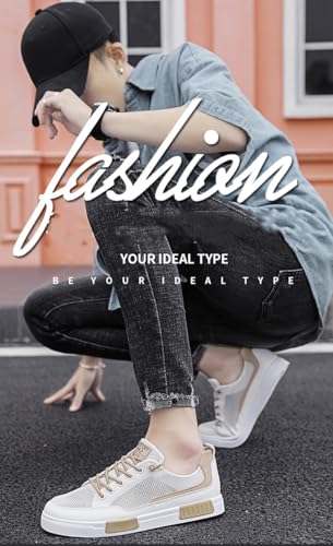 Men's Comfortable Lace Up Mesh Breathable Skateboard Shoes Lightweight Low Top Sneakers Casual Athletic Walking Shoes4