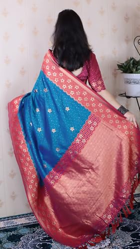 Image of SGF11 Women's Kanjivaram Pure Handloom Soft Silk Saree With Blouse Piece