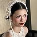 Lolita White Bowknot Lace Headband Headdress Gothic Vintage Lolita Lace Cosplay Hair Accessories for Women Girls Halloween Dance Tea Party Decoration