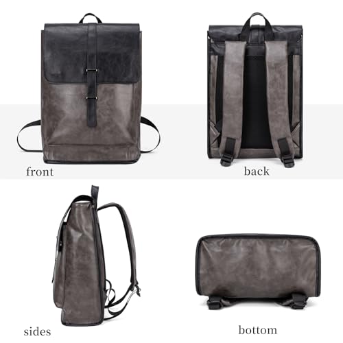 Leather Backpack Vintage Laptop Backpack for Women Men Faux Leather Backpack Purse for Travel Daypack2