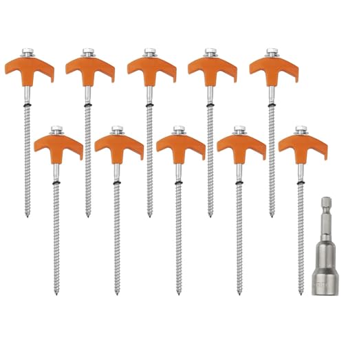 Paquete De 10 Piquetas para Tienda De Campaña, Piquetas Giratorias para Atornillar con Rosca, Tuercas, Clavos Rectificados, Adecuadas para Diversos Entornos De Acampada, 20,5 cm