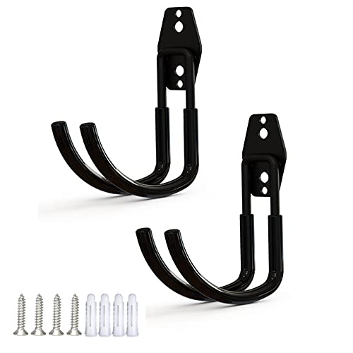 Keebgyy 2Pcs Heavy Hook Outdoor, Garden Hose Holder with Screw Patio Hose Bracket Ideal for Fixing On The Wall Metal Convenient to Use Durable Garden Decoration