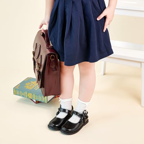 Image of PHIRAMIN Toddler Girl Mary Jane Student Oxford Shoes-Little Girl School Uniform Shoes for Wedding Party