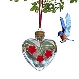 Forma del corazón: con puertos de flores, este para pájaros en forma de corazón agregará un toque de elegancia a su jardín, atrae hermosas aves y mejorará su espacio al aire libre