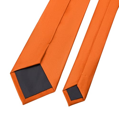 KOOELLE Men's Tie Solid Pure Color Plain Neckties Formal Orange Ties For Men - Thumbnail 5